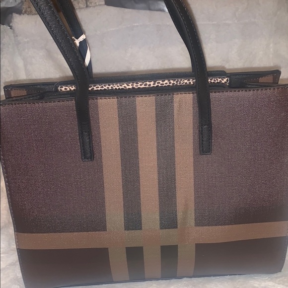 COPY - NWT Alyssa Brown and Black Plaid Tote Bag - Picture 3 of 7